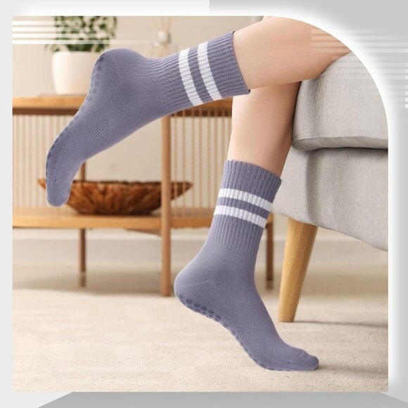 4 Pairs Nonslip Pilates Yoga Socks for Women with Grips for Dance and Fitness - Picture 4 of 8